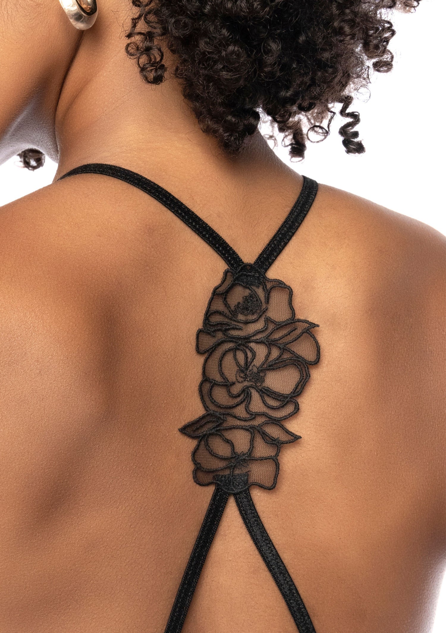 Açık Kaplı Çiçek Desenli Set Siyah S/M