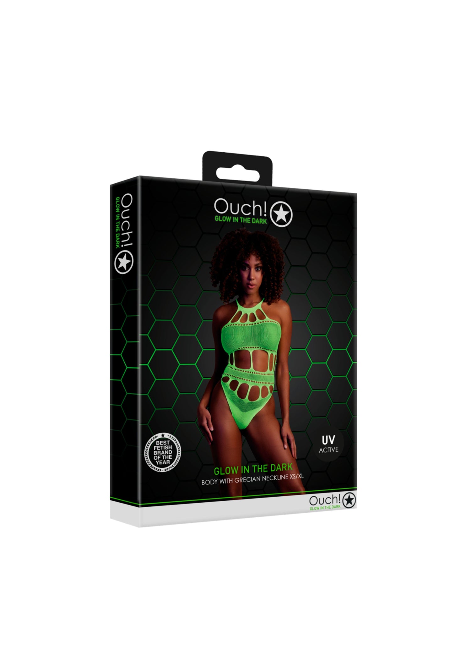 Karanlıkta Parlayan Neon Bodysuit Grek Yaka