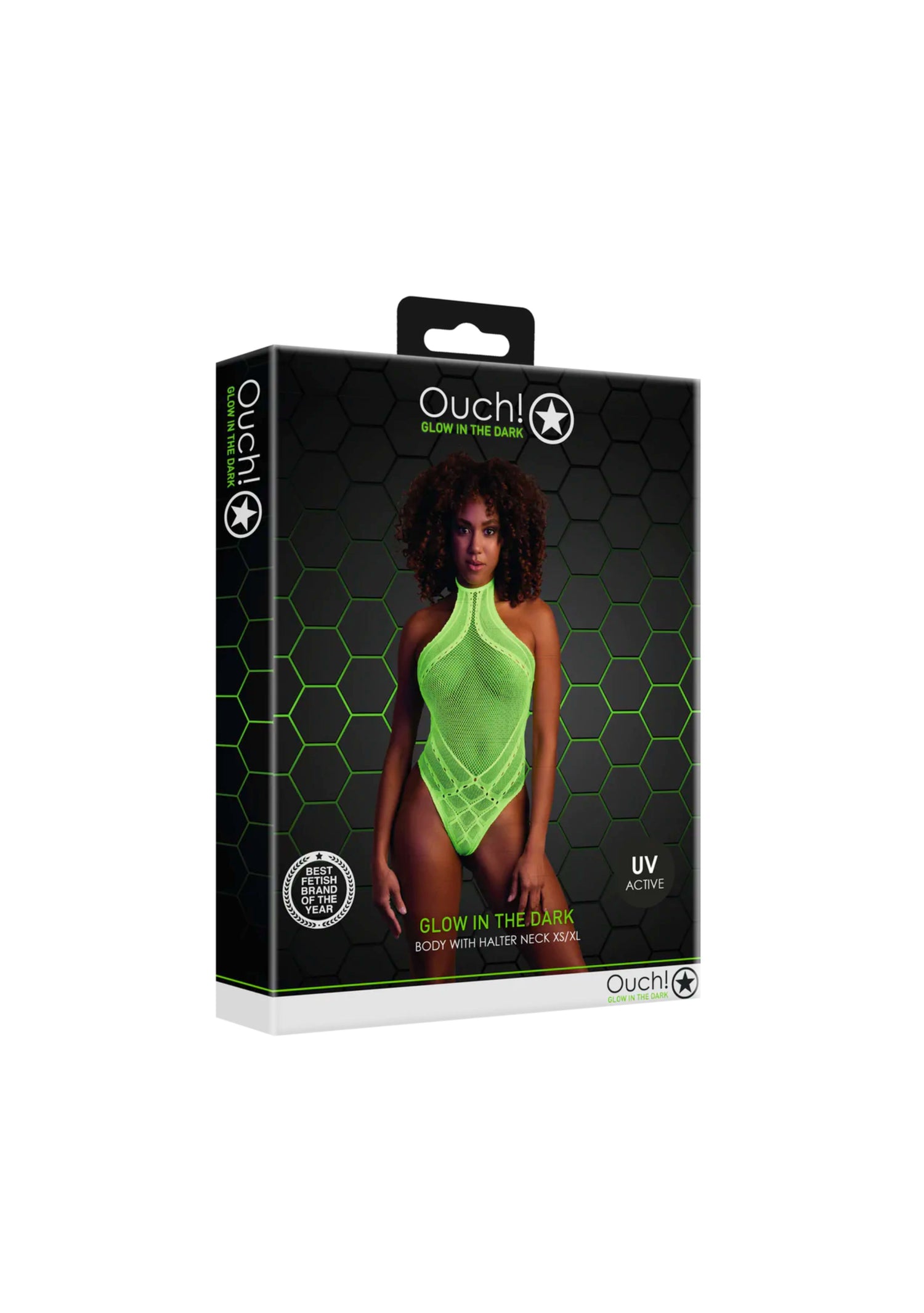 Karanlıkta Parlayan Neon Bodysuit Halter Yaka