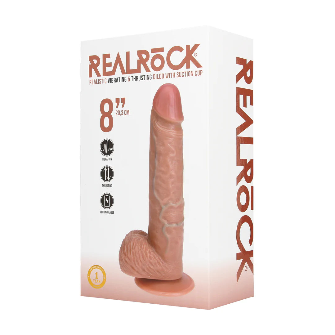 Testisli Titreşimli ve İleri–Geri Hareketli Realistik Dildo 20,5 cm