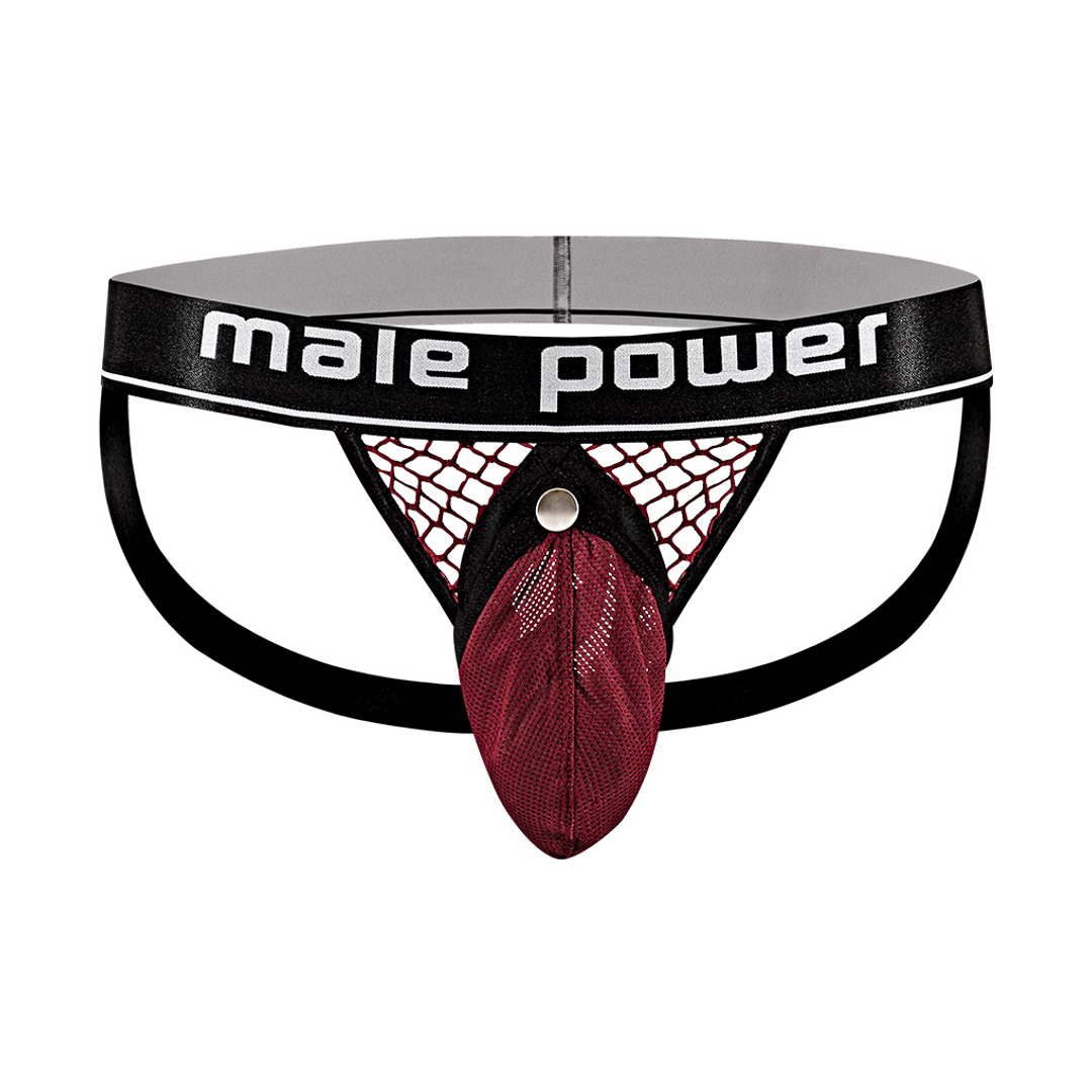 Penis Halkalı Çıkartılabilir Keseli Jockstrap Bordo S/M