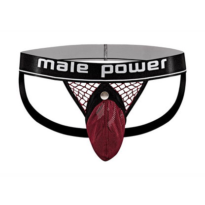 Penis Halkalı Çıkartılabilir Keseli Jockstrap Bordo S/M