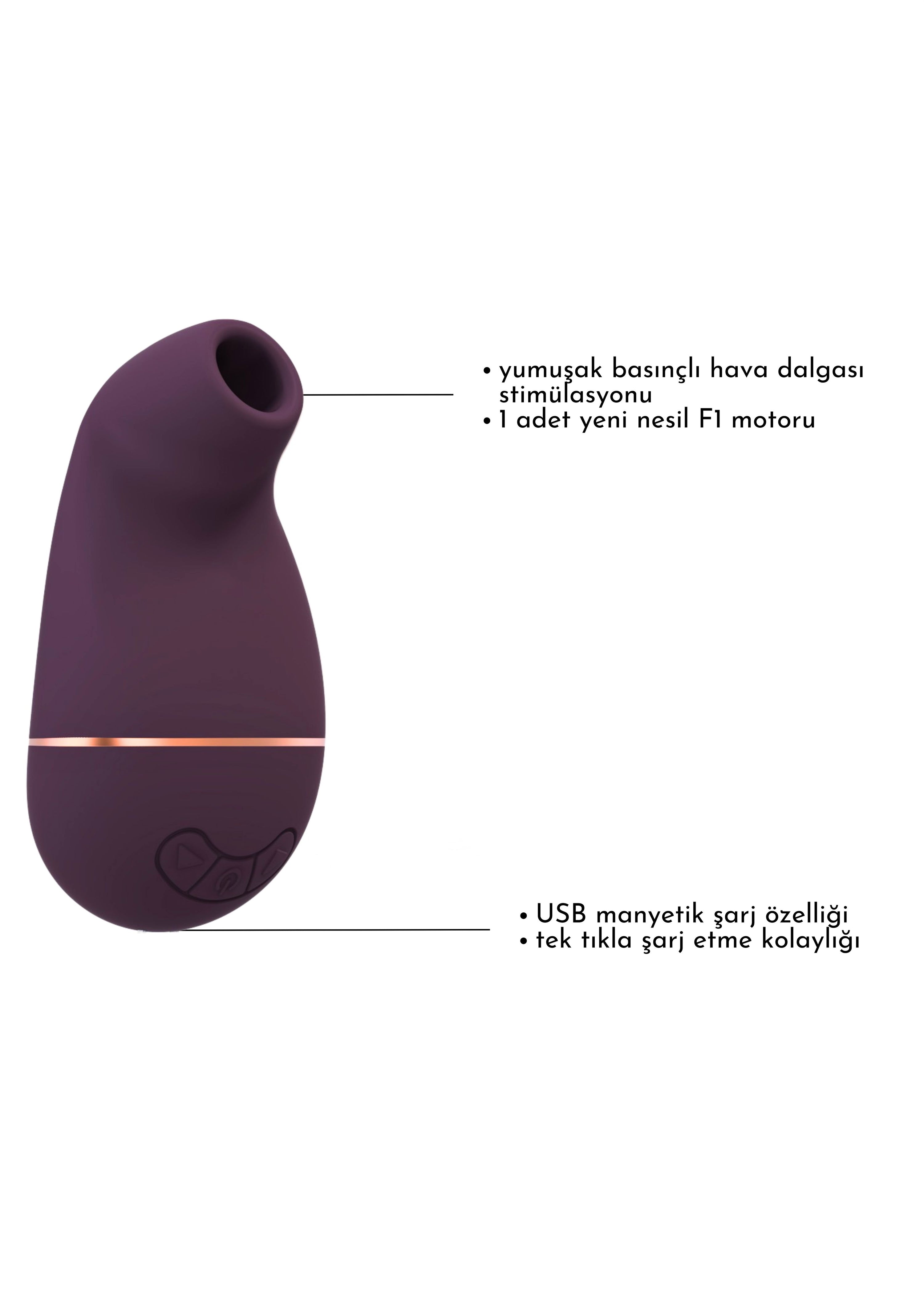 Kissable Hava Akımı ile Klitoris Uyarıcı Vibratör-Mor