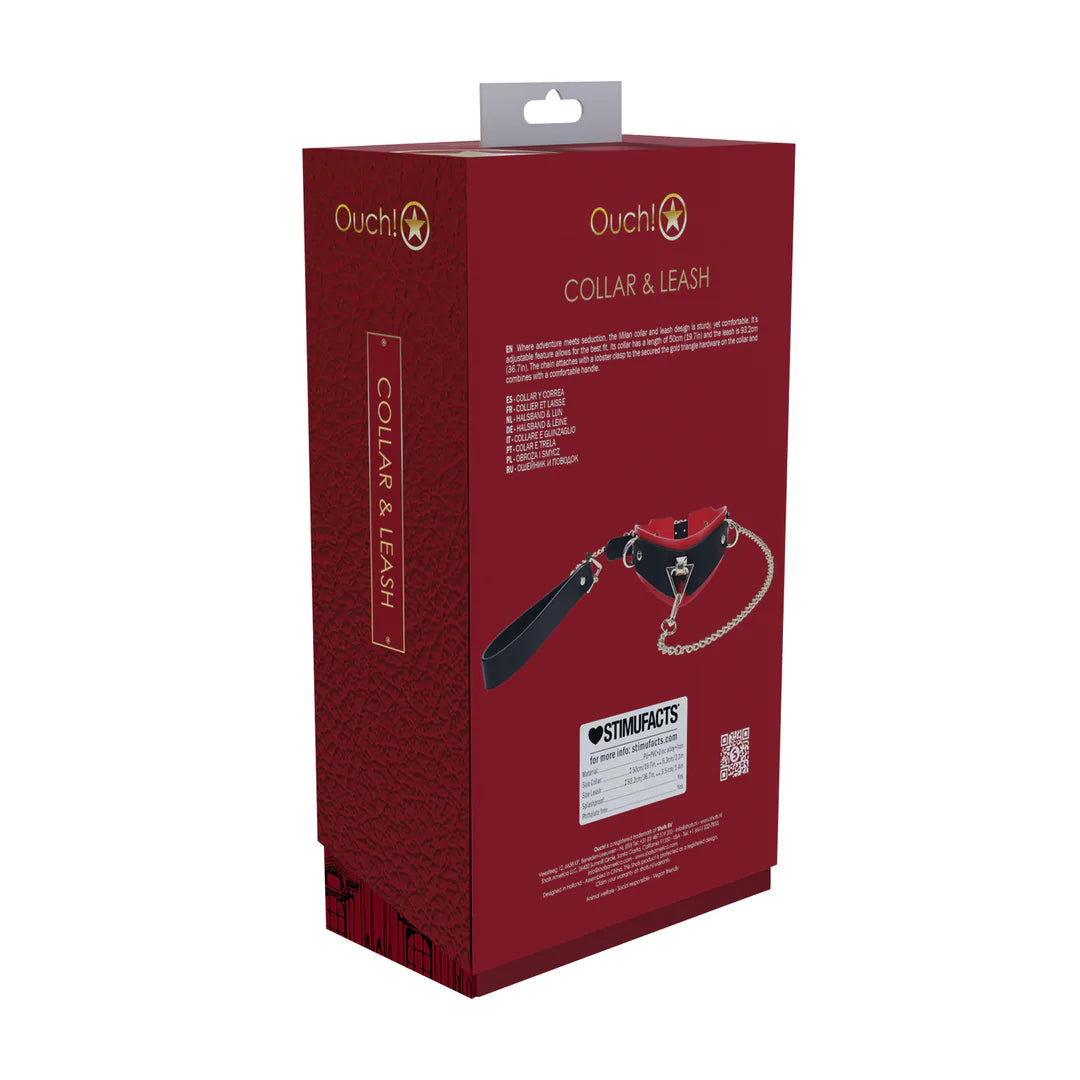 Milan Collection Tasma ve Zincir Seti Siyah/Kırmızı